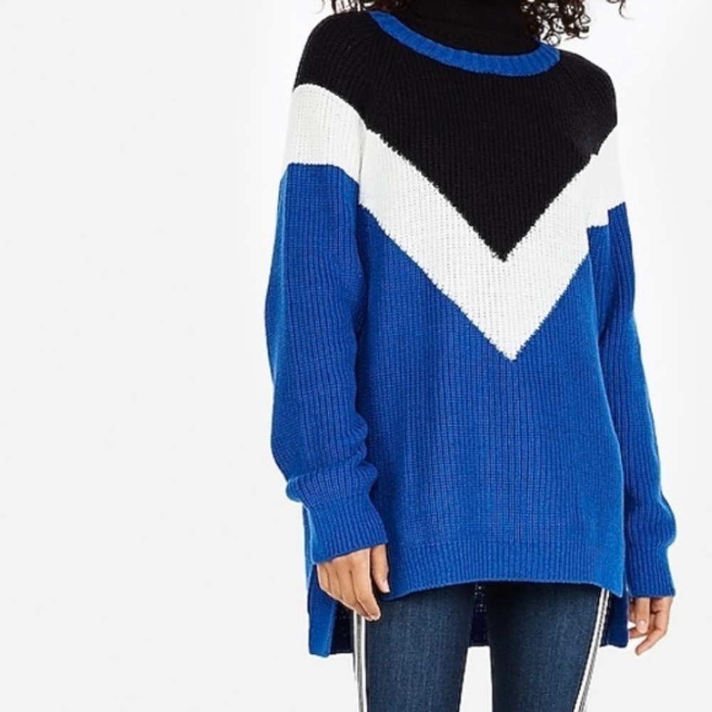 Express Chevron Shaker Knit Crew Neck Sweater